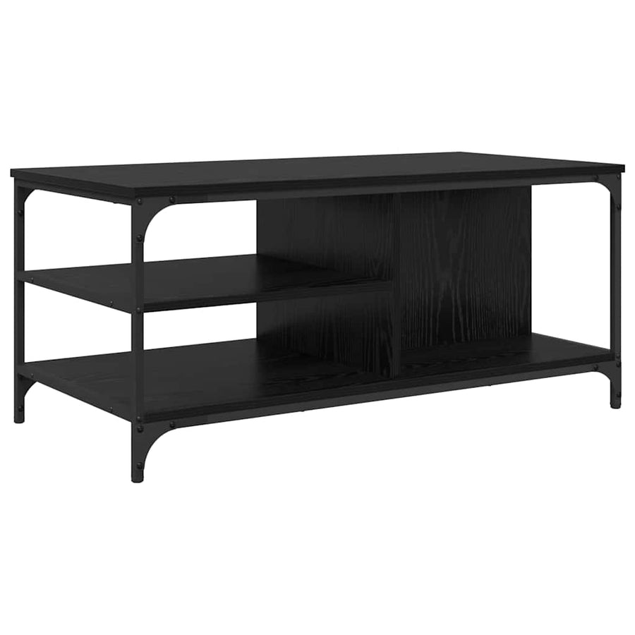 Salontafel Zwart Eiken 100 x 50 x 45 cm Bewerkt hout
