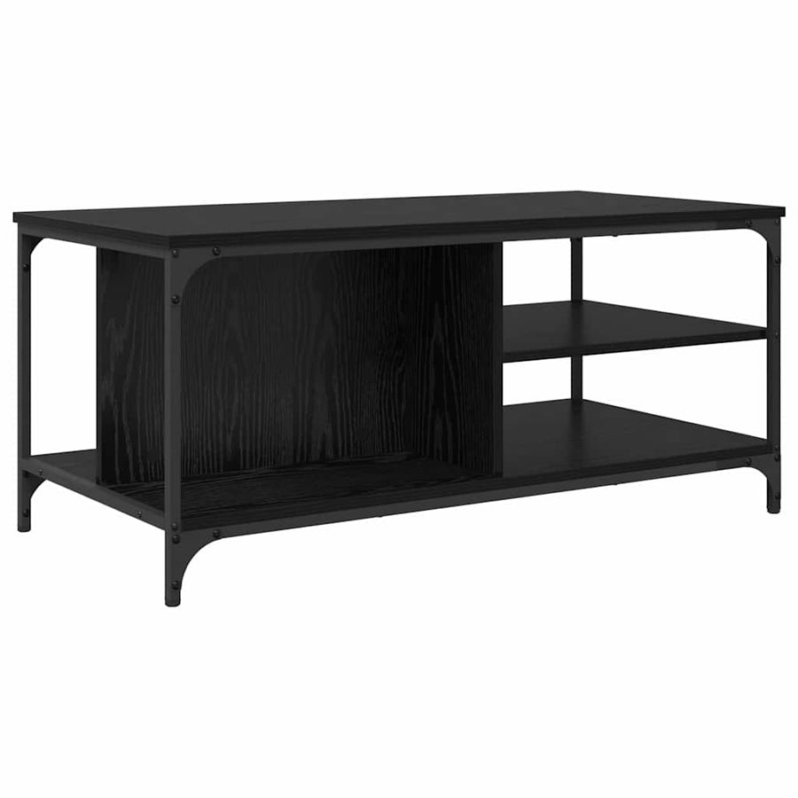 Salontafel Zwart Eiken 100 x 50 x 45 cm Bewerkt hout