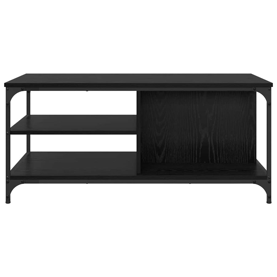 Salontafel Zwart Eiken 100 x 50 x 45 cm Bewerkt hout