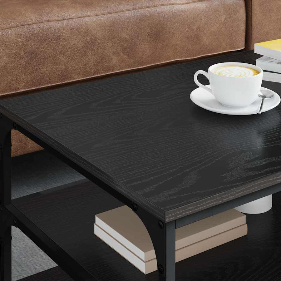 Salontafel Zwart Eiken 90 x 49 x 40 cm Bewerkt hout