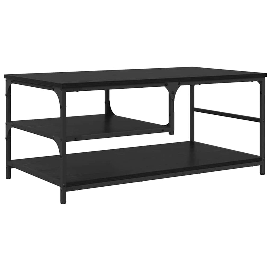 Salontafel Zwart Eiken 90 x 49 x 40 cm Bewerkt hout