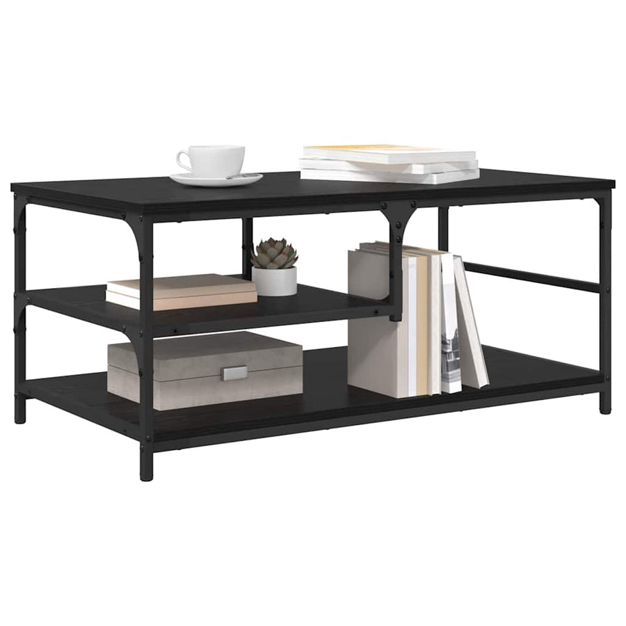 Salontafel Zwart Eiken 90 x 49 x 40 cm Bewerkt hout
