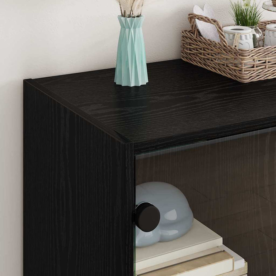 Bijzetkast Zwart Eiken 68 x 37 x 75,5 cm Bewerkt hout