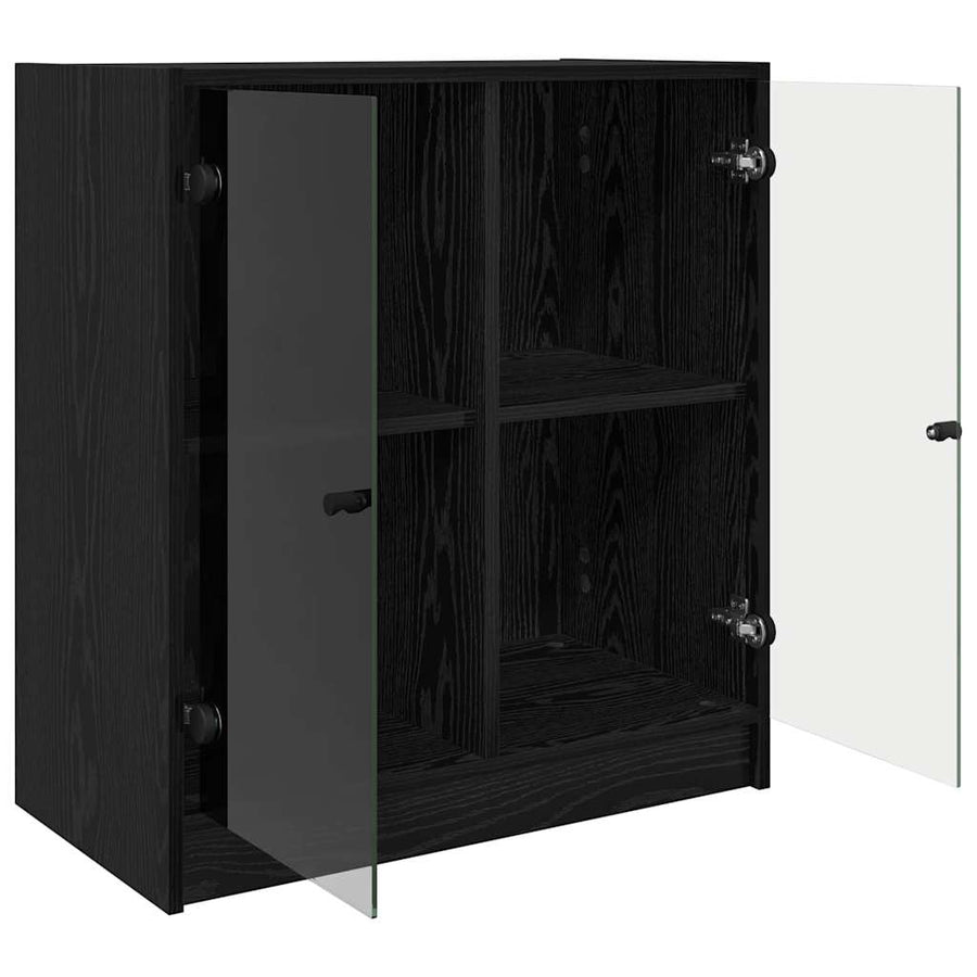 Bijzetkast Zwart Eiken 68 x 37 x 75,5 cm Bewerkt hout