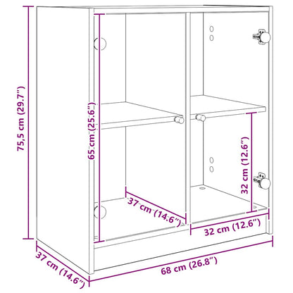 Bijzetkast Zwart Eiken 68 x 37 x 75,5 cm Bewerkt hout
