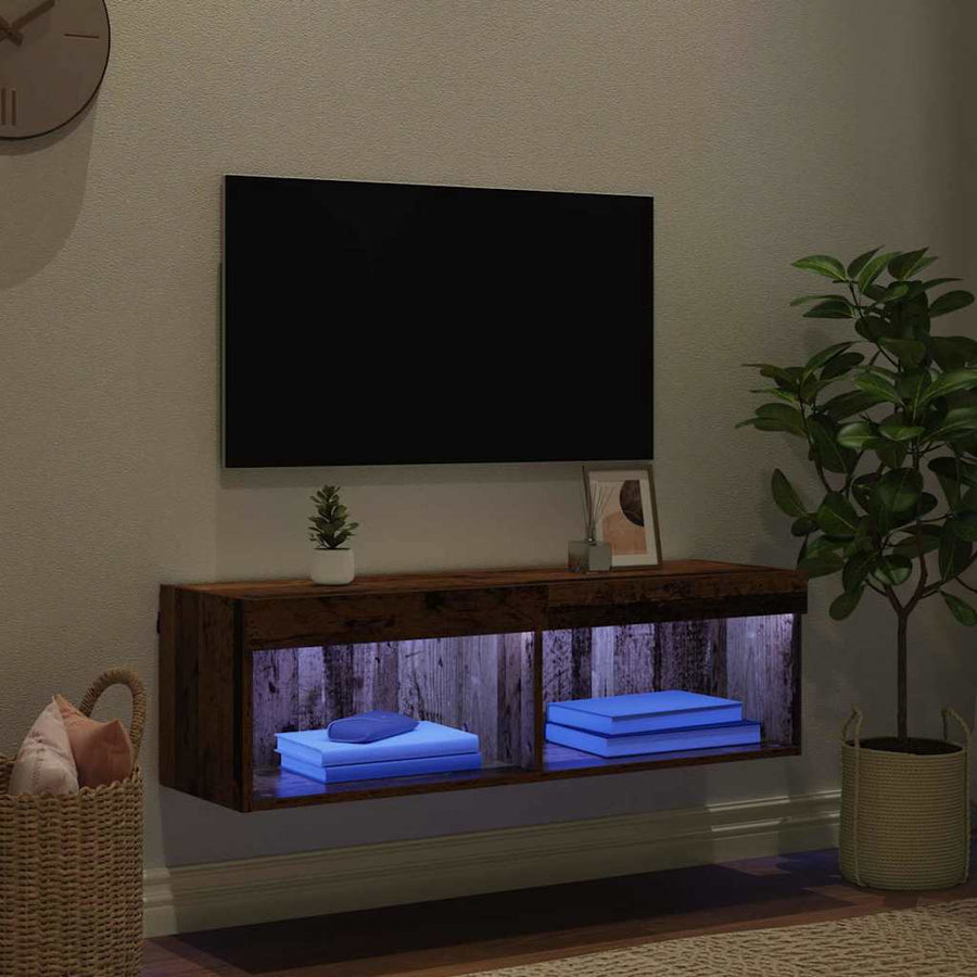 TV Wandkast Oud Hout 100 x 30 x 30 cm Bewerkt hout