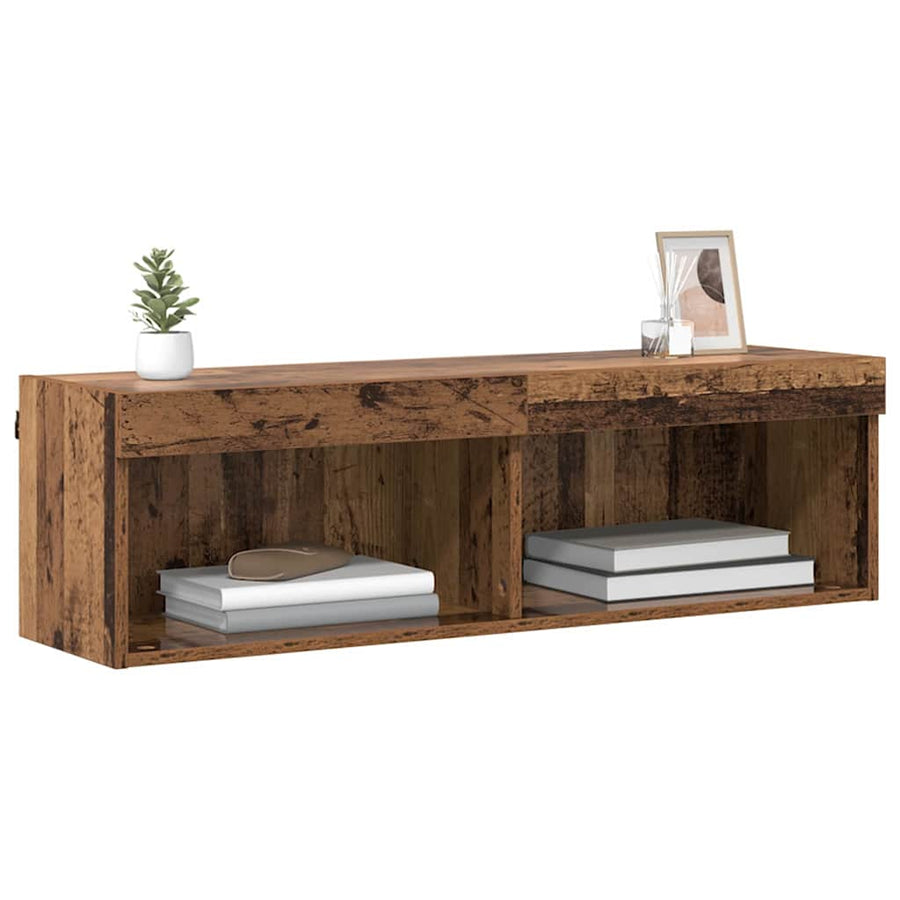 TV Wandkast Oud Hout 100 x 30 x 30 cm Bewerkt hout