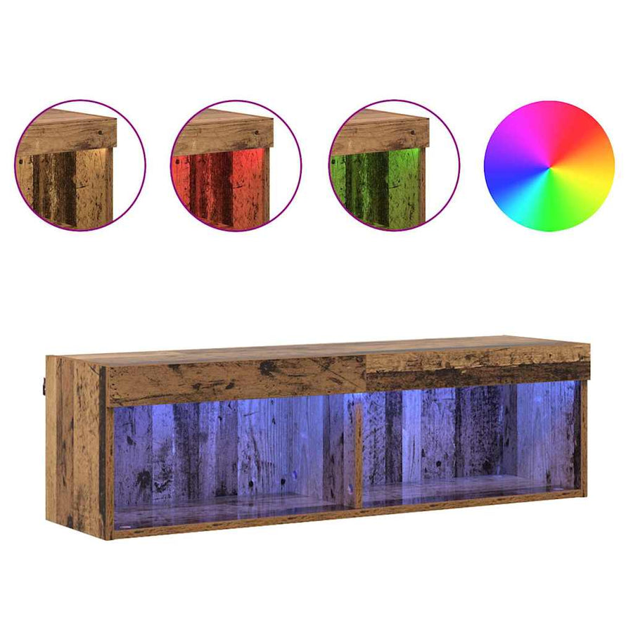 TV Wandkast Oud Hout 100 x 30 x 30 cm Bewerkt hout