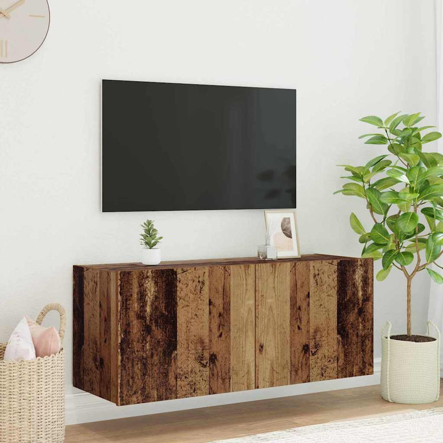 TV Wandkast Oud Hout 100 x 35 x 41 cm Bewerkt hout