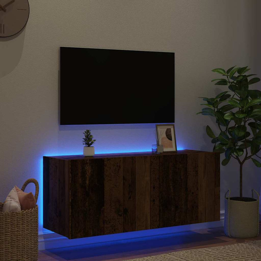 TV Wandkast Oud Hout 100 x 35 x 41 cm Bewerkt hout