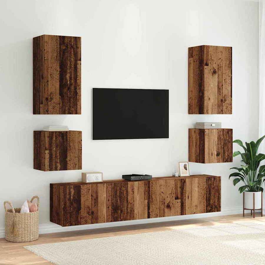 TV Wandkast Oud Hout 100 x 35 x 41 cm Bewerkt hout