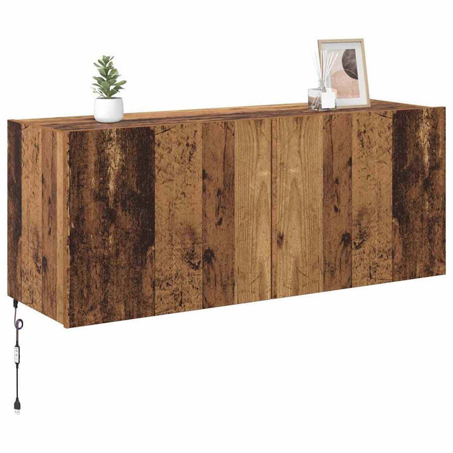 TV Wandkast Oud Hout 100 x 35 x 41 cm Bewerkt hout