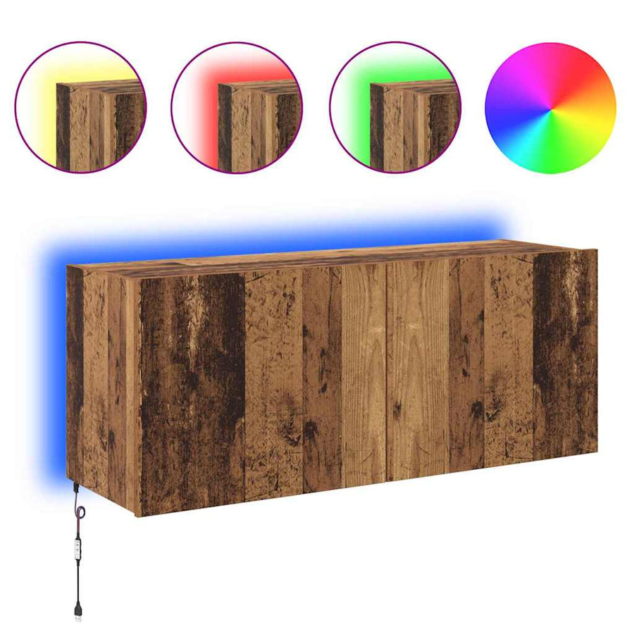 TV Wandkast Oud Hout 100 x 35 x 41 cm Bewerkt hout