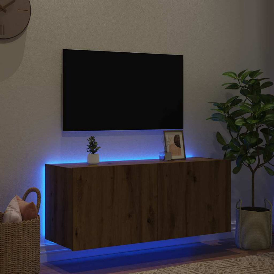 TV Wandkast Artisan Eiken 100 x 35 x 41 cm Bewerkt hout