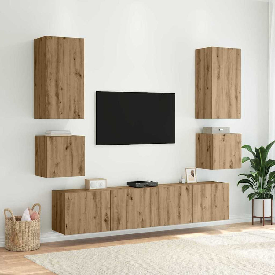 TV Wandkast Artisan Eiken 100 x 35 x 41 cm Bewerkt hout