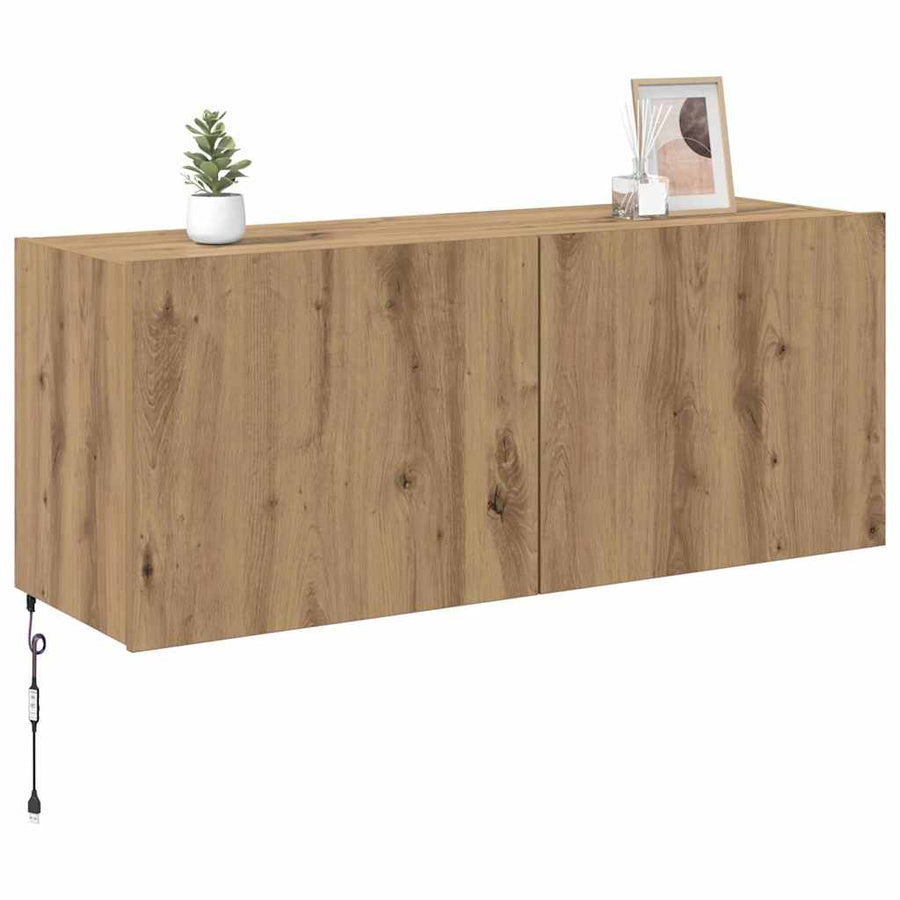 TV Wandkast Artisan Eiken 100 x 35 x 41 cm Bewerkt hout