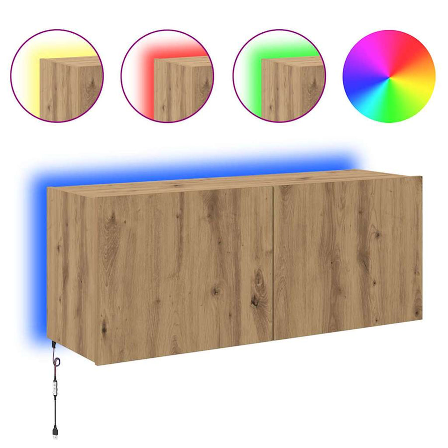 TV Wandkast Artisan Eiken 100 x 35 x 41 cm Bewerkt hout
