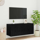 TV Wall Cabinet Black Oak 100 x 35 x 41 cm Engineered Wood