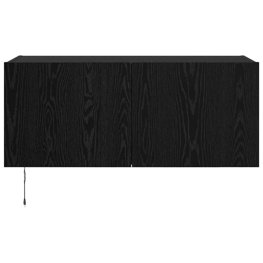 TV Wandkast Zwart Eiken 100 x 35 x 41 cm Bewerkt hout