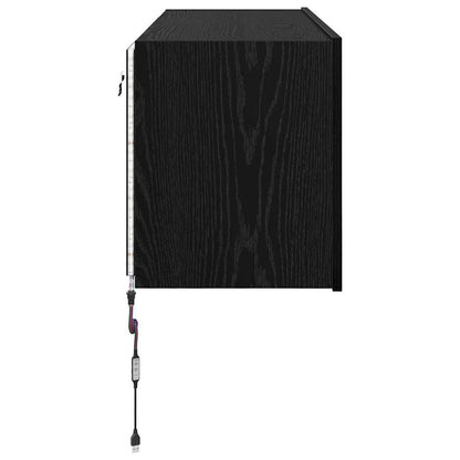 TV Wandkast Zwart Eiken 100 x 35 x 41 cm Bewerkt hout