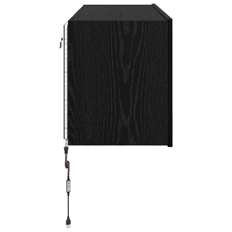 TV Wandkast Zwart Eiken 100 x 35 x 41 cm Bewerkt hout