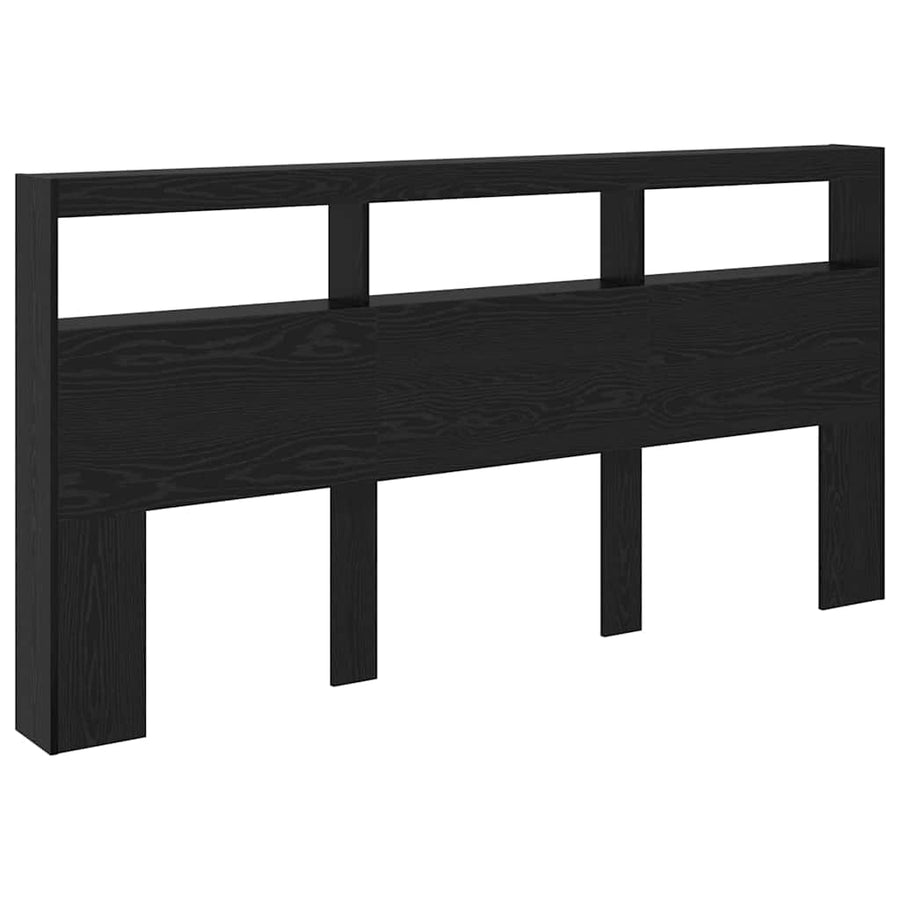 Hoofdbord met plank Zwart Eiken 200 x 17 x 102 cm Bewerkt hout