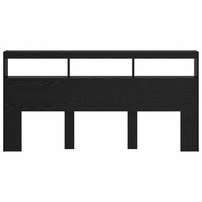 Hoofdbord met plank Zwart Eiken 200 x 17 x 102 cm Bewerkt hout