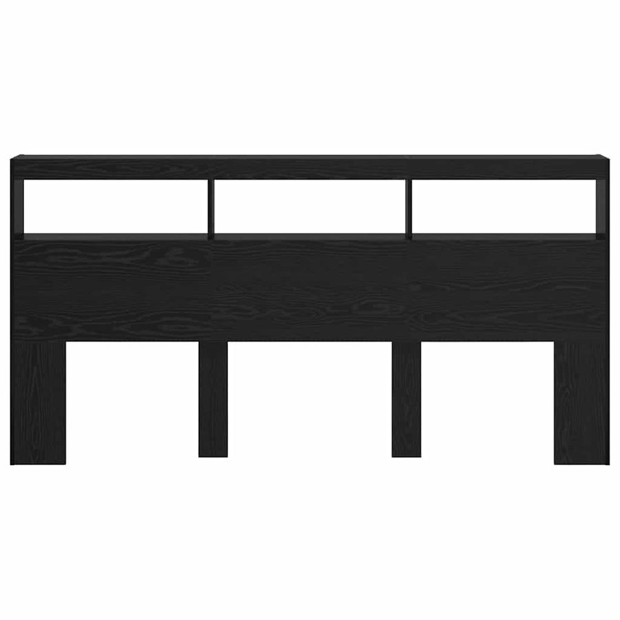 Hoofdbord met plank Zwart Eiken 200 x 17 x 102 cm Bewerkt hout