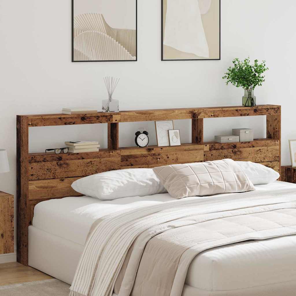 Hoofdbord met plank Oud Hout 220 x 17 x 102 cm Bewerkt hout