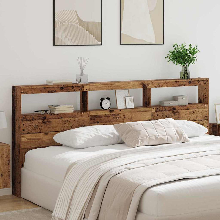 Hoofdbord met plank Oud Hout 220 x 17 x 102 cm Bewerkt hout