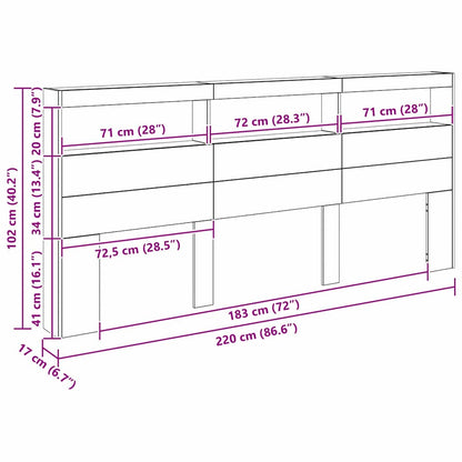 Hoofdbord Artisan Eiken 220 x 17 x 102 cm Bewerkt hout