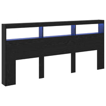 Hoofdbord met plank Zwart Eiken 220 x 17 x 102 cm Bewerkt hout