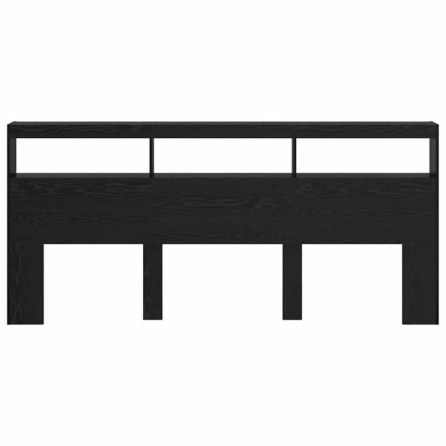 Hoofdbord met plank Zwart Eiken 220 x 17 x 102 cm Bewerkt hout