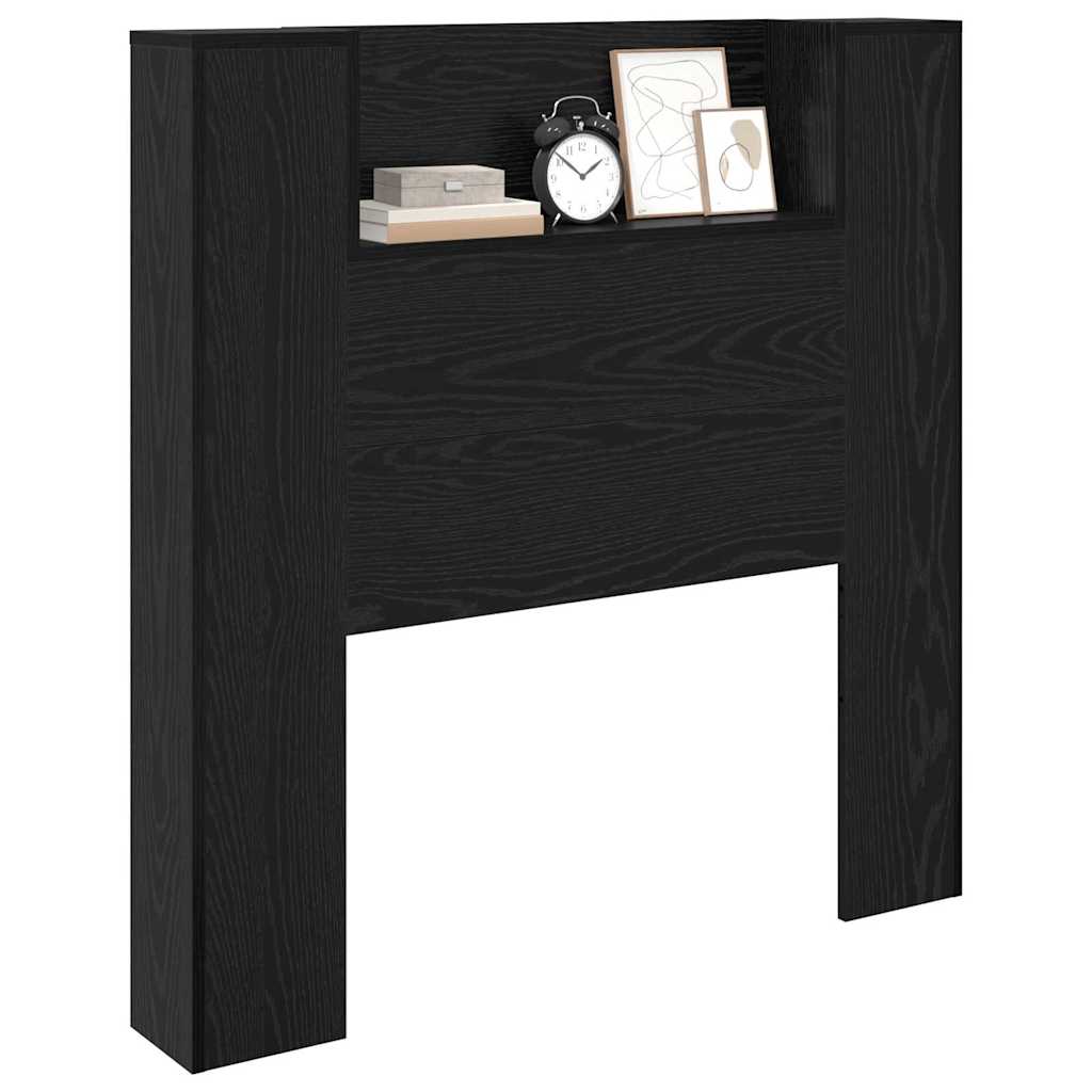 Hoofdbord Zwart Eiken 100 x 15 x 103,5 cm Bewerkt hout