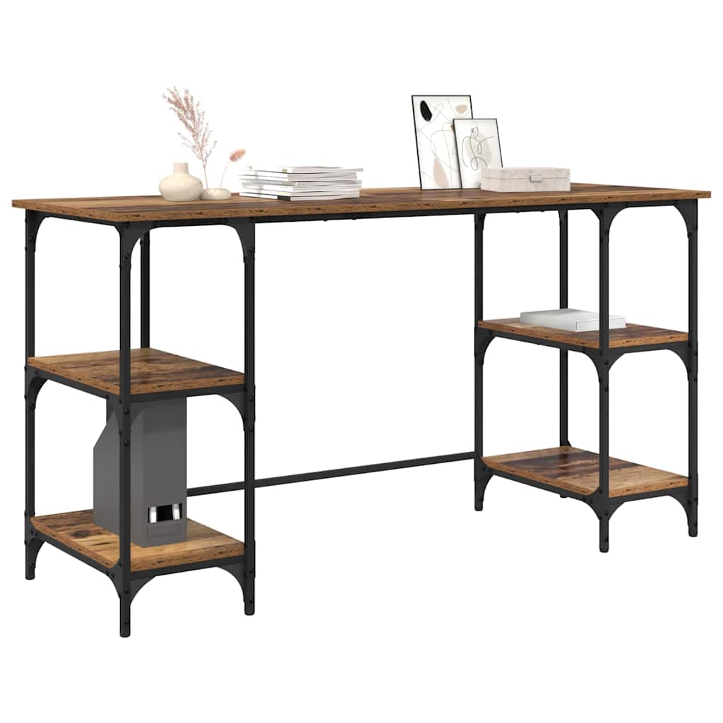 Bureau met plank Oud Hout 140 x 50 x 75 cm Bewerkt hout