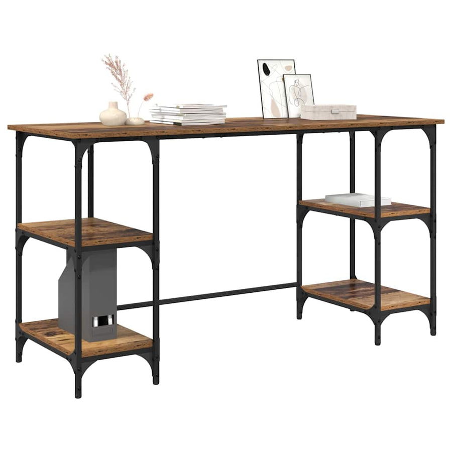 Bureau met plank Oud Hout 140 x 50 x 75 cm Bewerkt hout