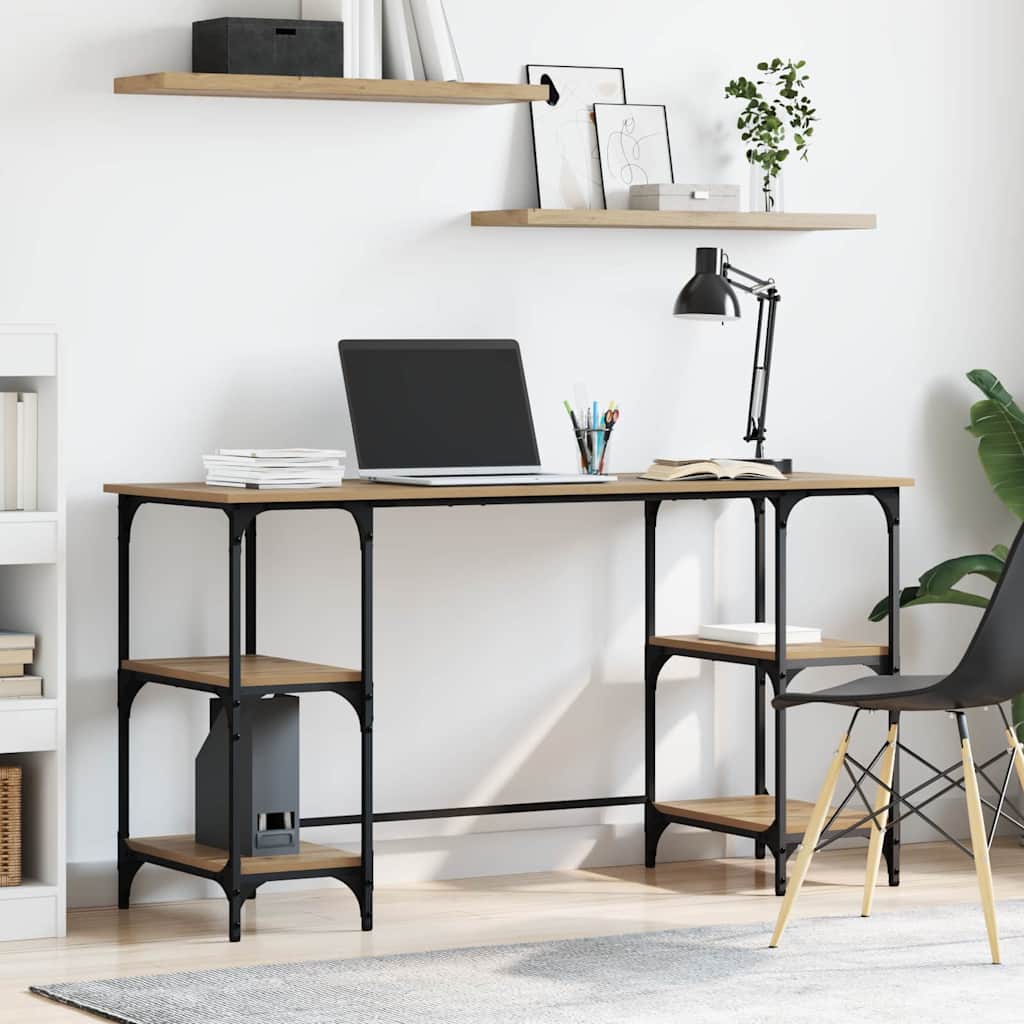 Bureau met plank Artisan Eiken 140 x 50 x 75 cm Bewerkt hout