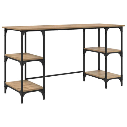 Bureau met plank Artisan Eiken 140 x 50 x 75 cm Bewerkt hout
