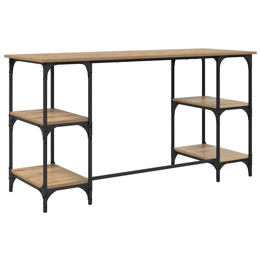 Bureau met plank Artisan Eiken 140 x 50 x 75 cm Bewerkt hout