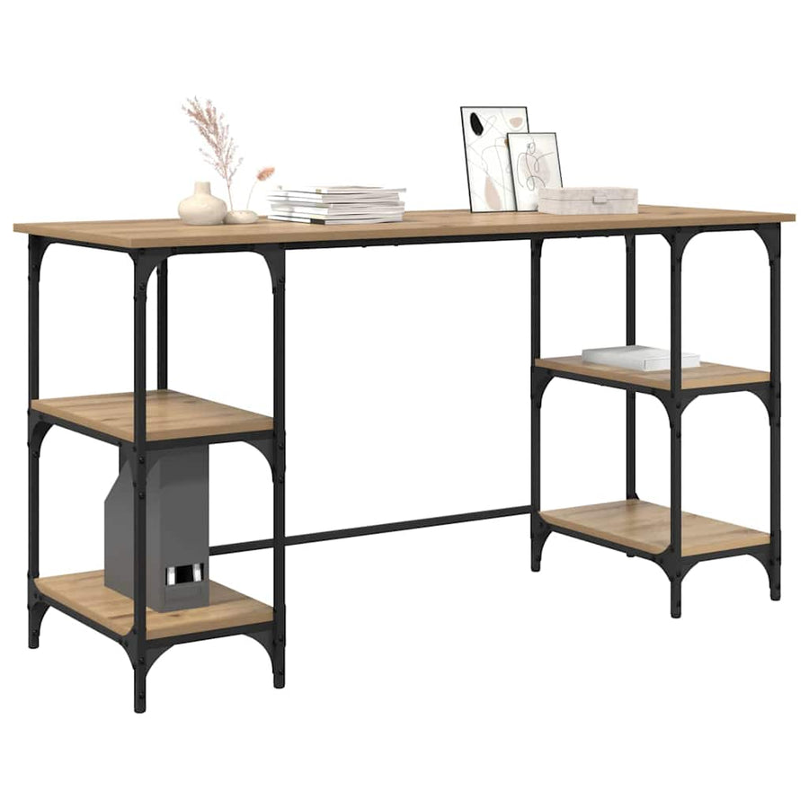 Bureau met plank Artisan Eiken 140 x 50 x 75 cm Bewerkt hout