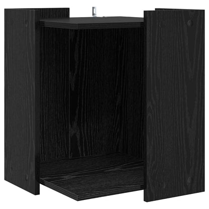 Kattenbak Omheining Zwart Eiken 42 x 42 x 51 cm Bewerkt hout