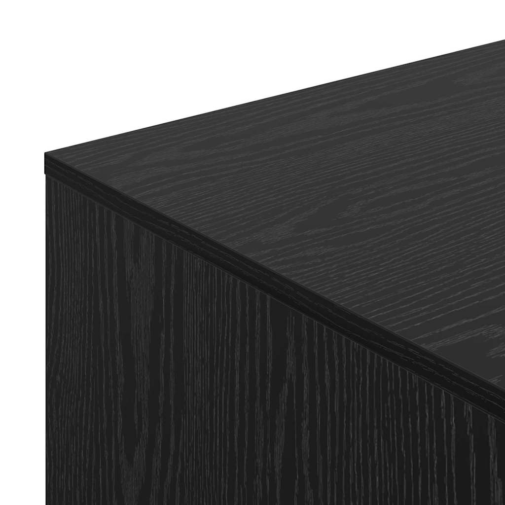 Kattenbak Omheining Zwart Eiken 47 x 59 x 42 cm Bewerkt hout