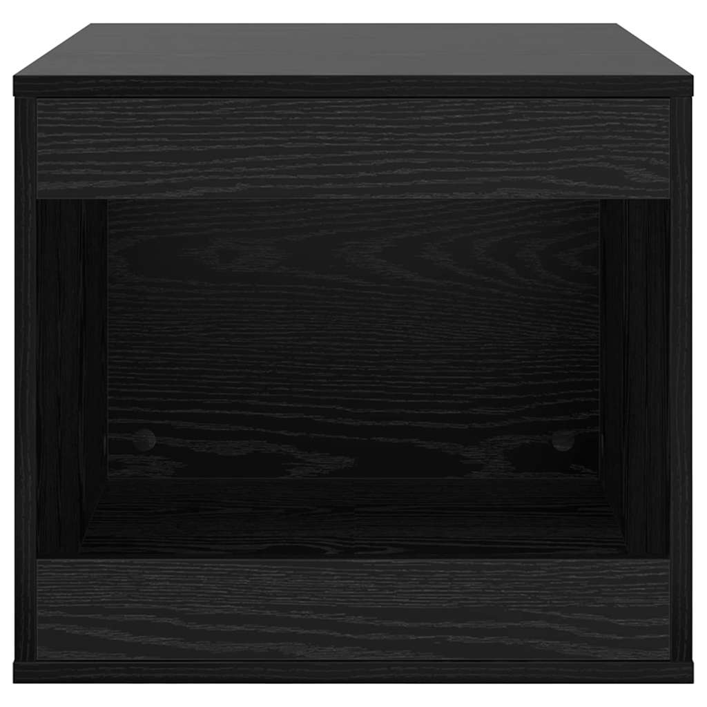 Kattenbak Omheining Zwart Eiken 47 x 59 x 42 cm Bewerkt hout