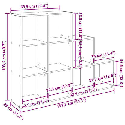 Kamerscherm Boekenkast Zwart Eiken 137,5 x 29 x 103,5 cm