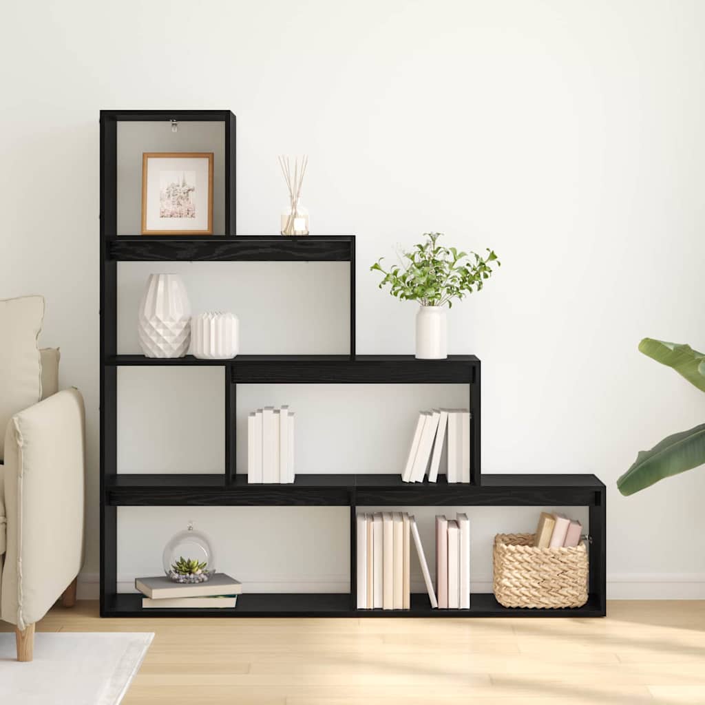 Kamerscherm Boekenkast Zwart Eiken 143,5 x 29 x 143,5 cm