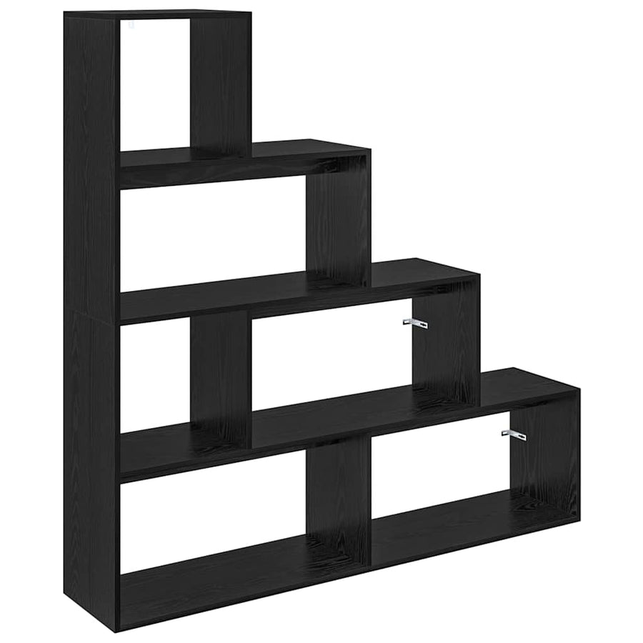Kamerscherm Boekenkast Zwart Eiken 143,5 x 29 x 143,5 cm