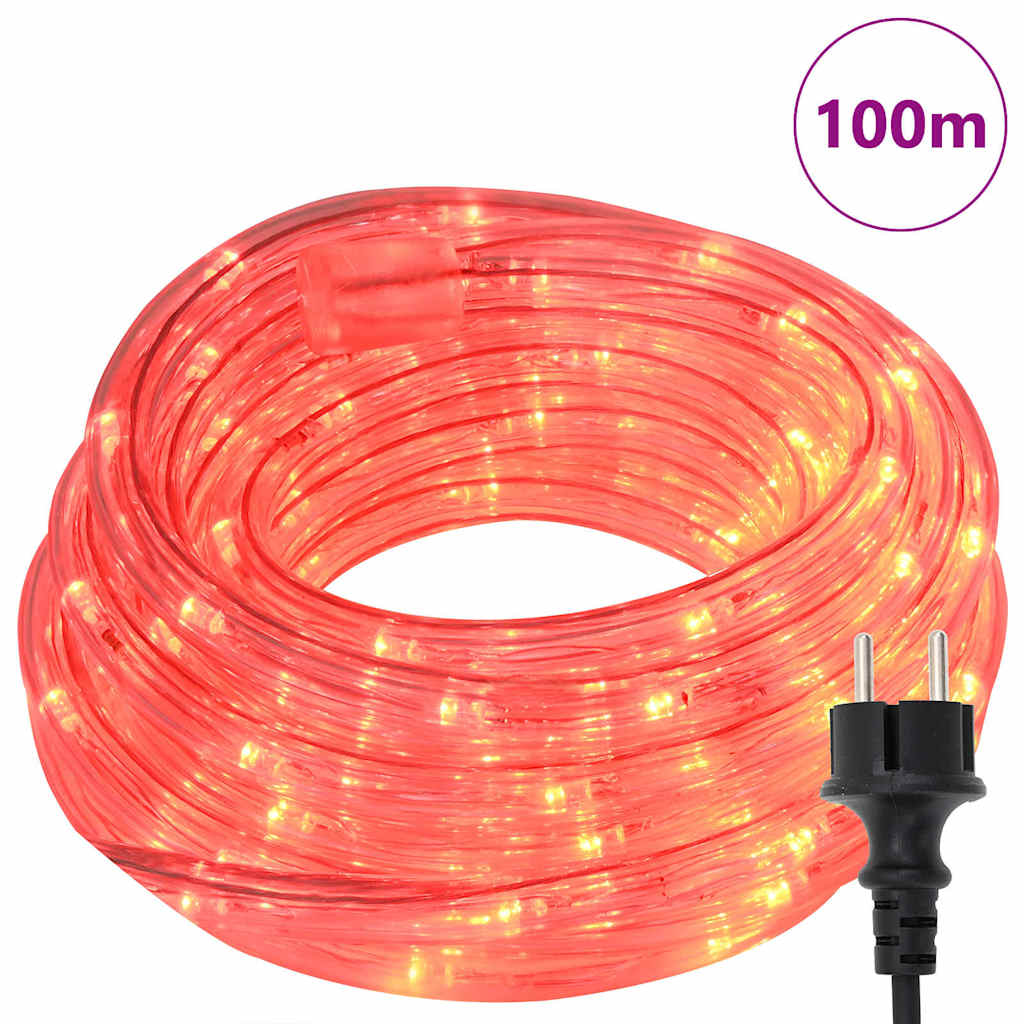 Touwenlicht met 2400 LED Rood 100 m PVC