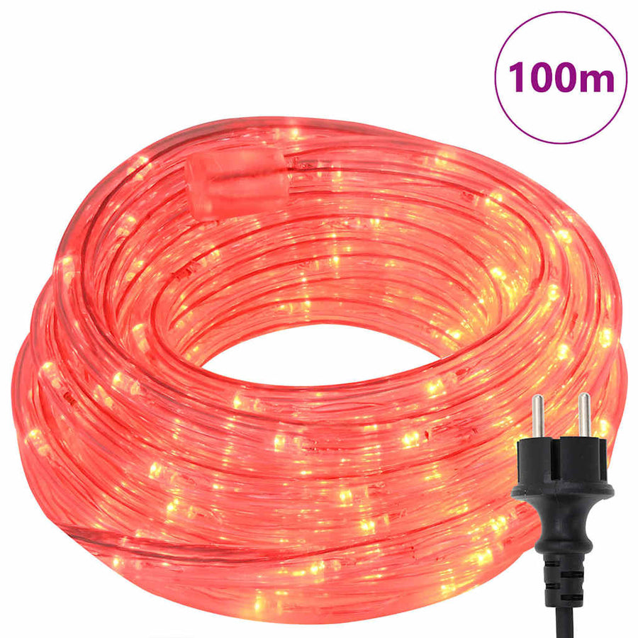 Touwenlicht met 2400 LED Rood 100 m PVC