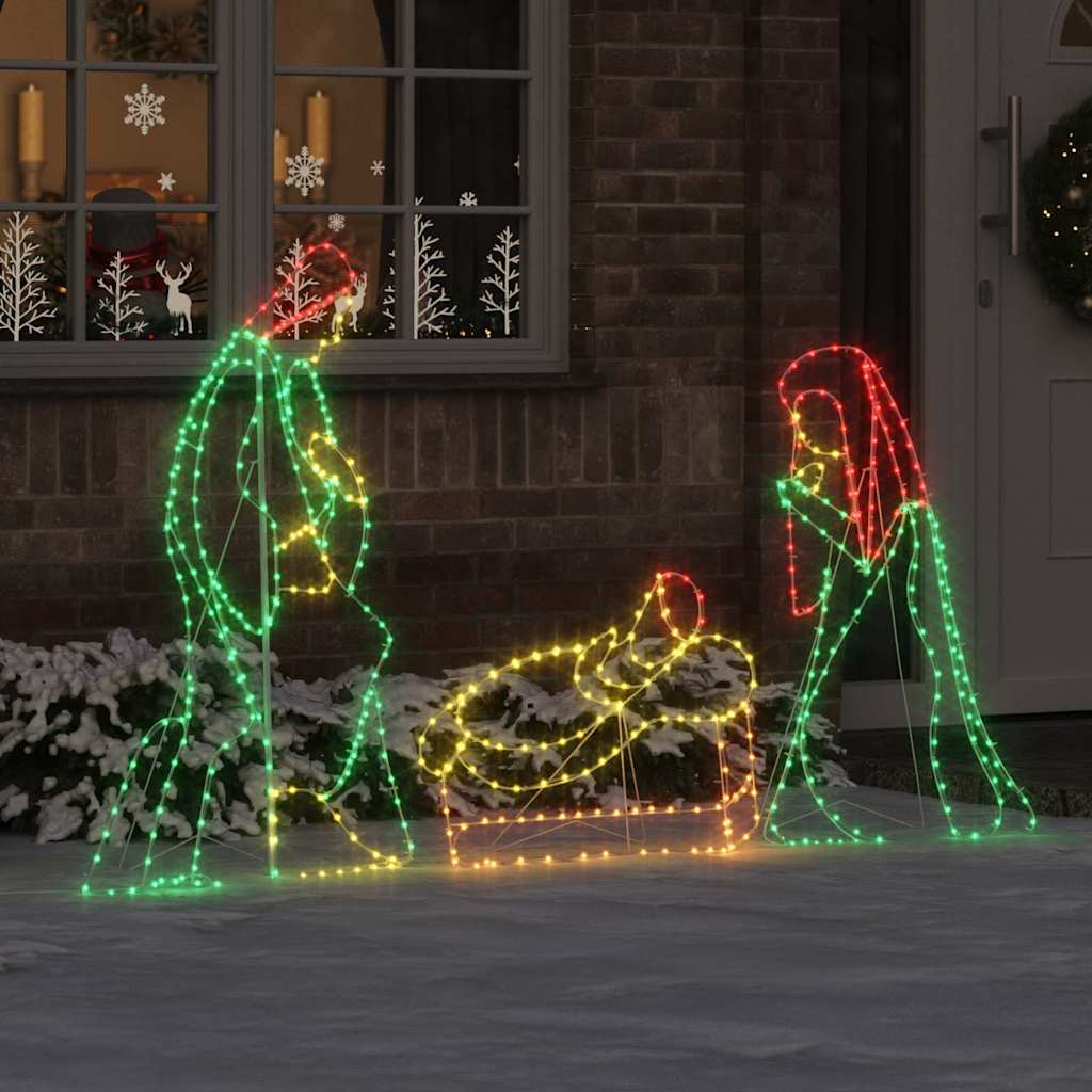 Verlichte Kerststal met 550 LED Multikleur 112 x 72 cm PVC