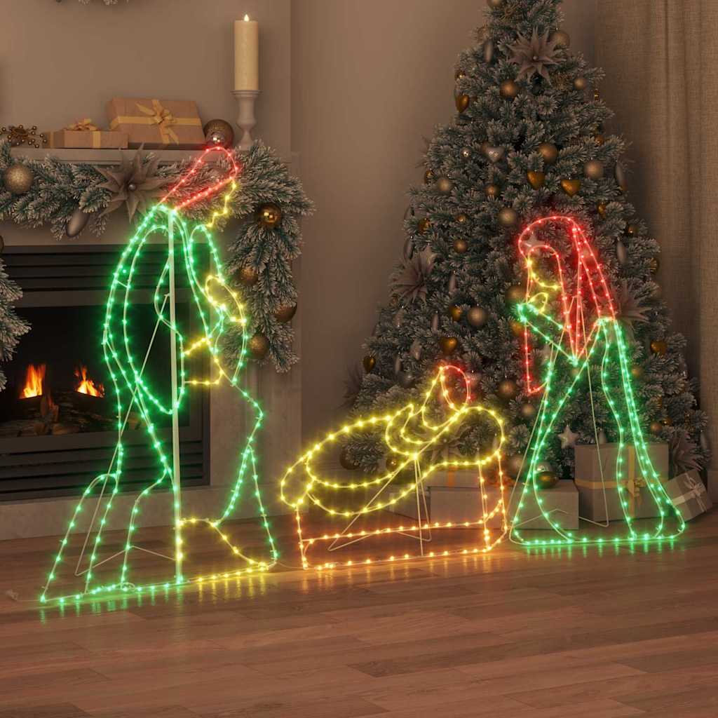 Verlichte Kerststal met 550 LED Multikleur 112 x 72 cm PVC